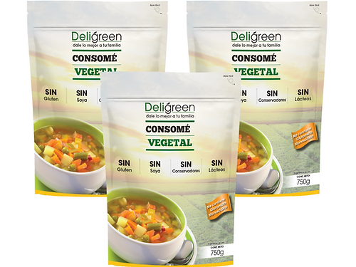 Consomé sazonador vegetal Deligreen - Kit de 3 piezas