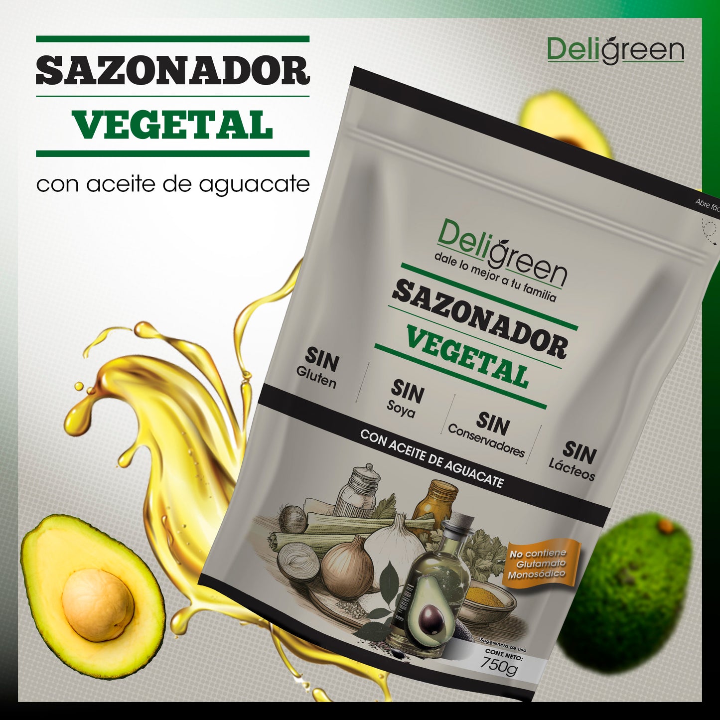 Sazonador Vegetal Natural 750g - Con Aceite de Aguacate