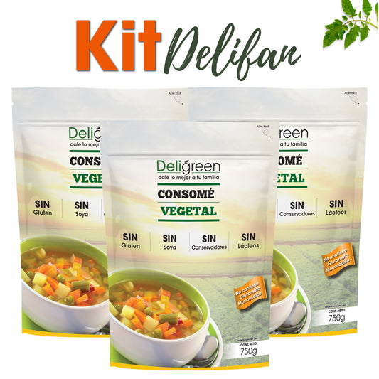Consomé sazonador vegetal Deligreen - Kit de 3 piezas