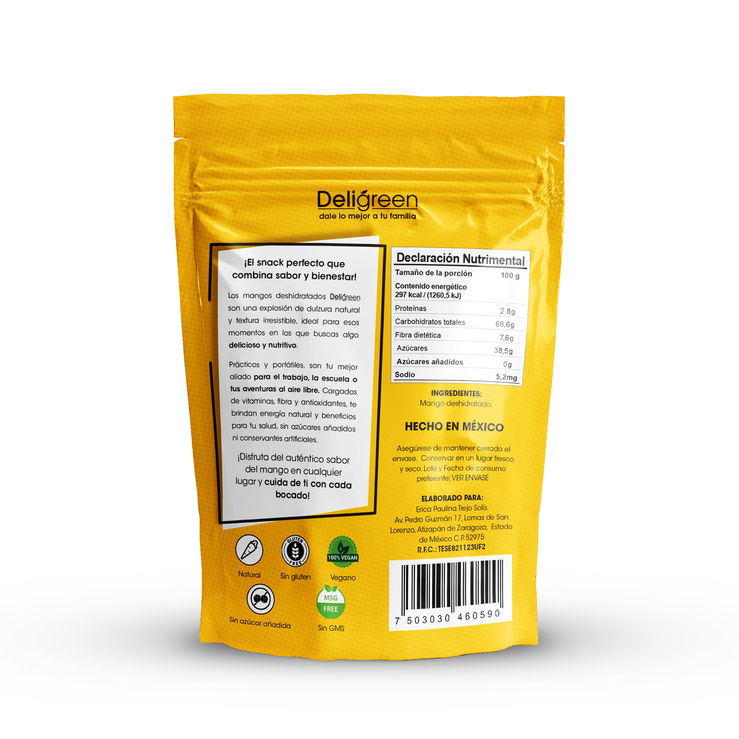 Mango Natural Deshidratado Snack Pack 200g