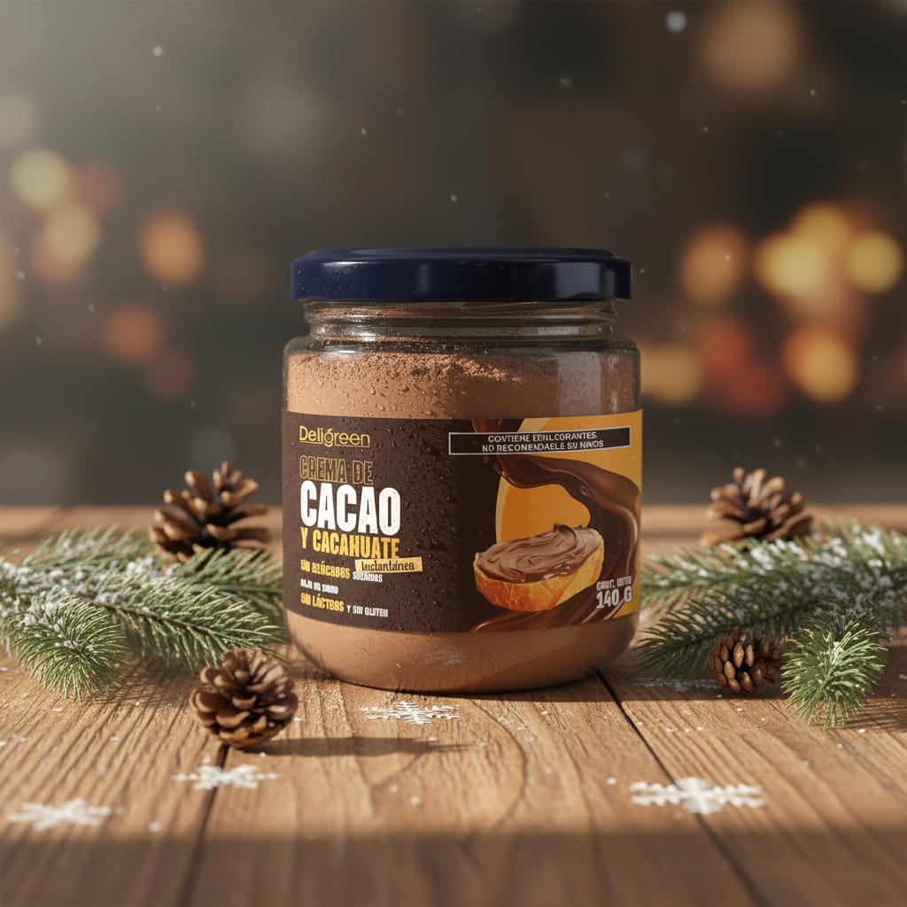 Crema Instantánea de Cacao y Cacahuate sin Azúcar Sin Lácteos 140 g