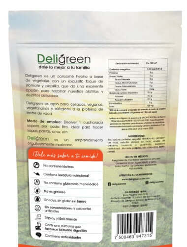 Ingredientes del Consomé Vegetal con Jitomate Deligreen