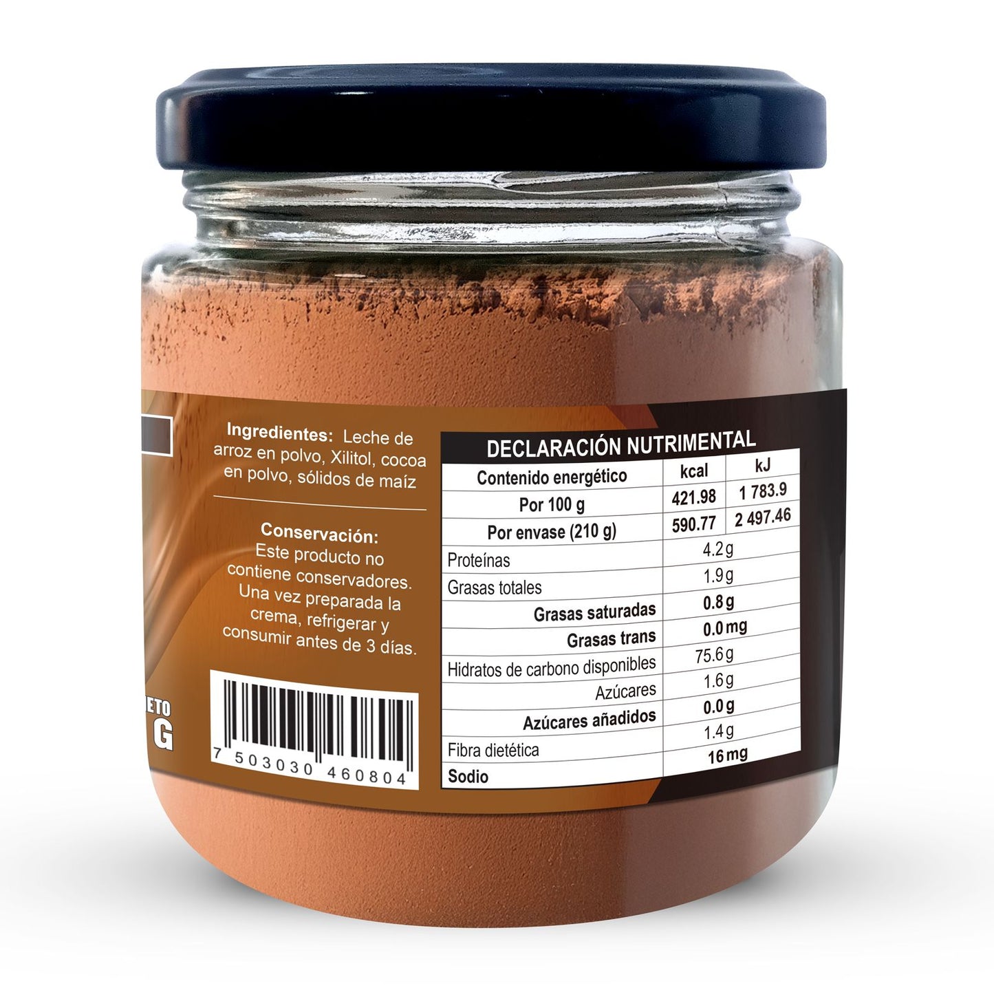 Crema untable Instantánea de Cocoa sin Azúcar Sin Lácteos 140 g