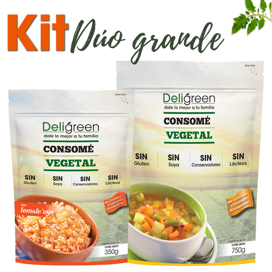 Consomé sazonador vegetal Deligreen - Kit de 2 piezas