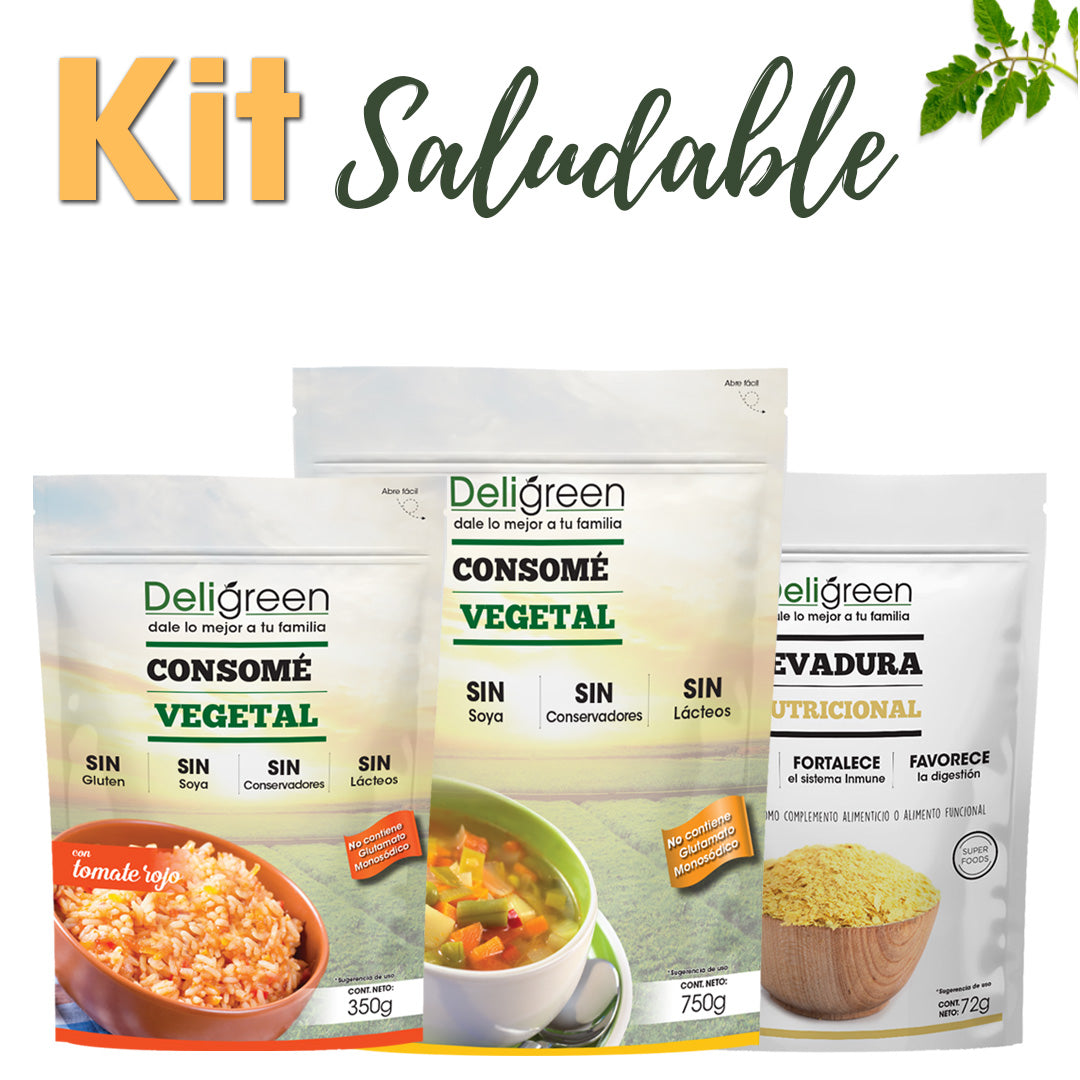 Deligreen -Kit de consomé sazonador vegetal y levadura nutricional