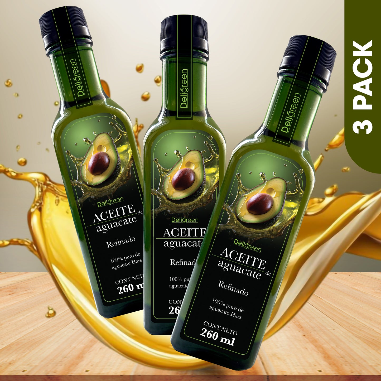 Kit Aceite de Aguacate Refinado 260ml (3 piezas)