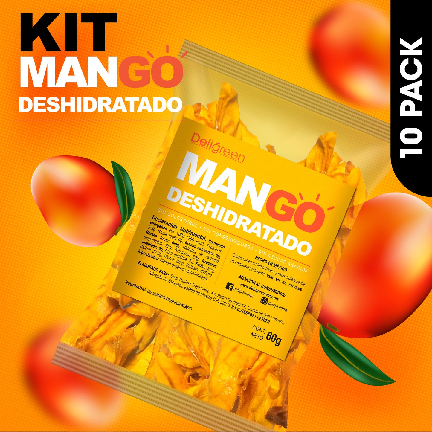 Kit 10x Mango Natural Deshidratado 60g