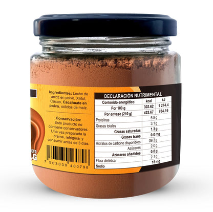 Crema Instantánea de Cacao y Cacahuate sin Azúcar Sin Lácteos 140 g