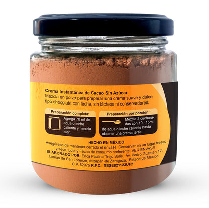 Crema Instantánea de Cacao y Cacahuate sin Azúcar Sin Lácteos 140 g