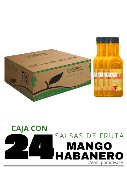 Caja 24 botellas Salsa de Frutas Sabor Mango Habanero 250g