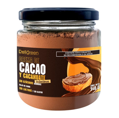 Crema Instantánea de Cacao y Cacahuate sin Azúcar Sin Lácteos 140 g